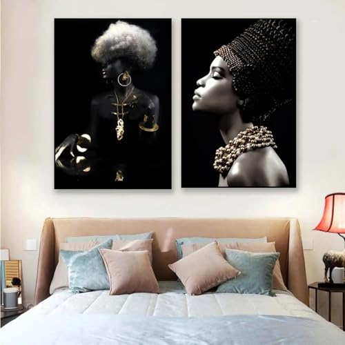 Tableau africain femme impression toile 50x70cm lot de 2 affiches design