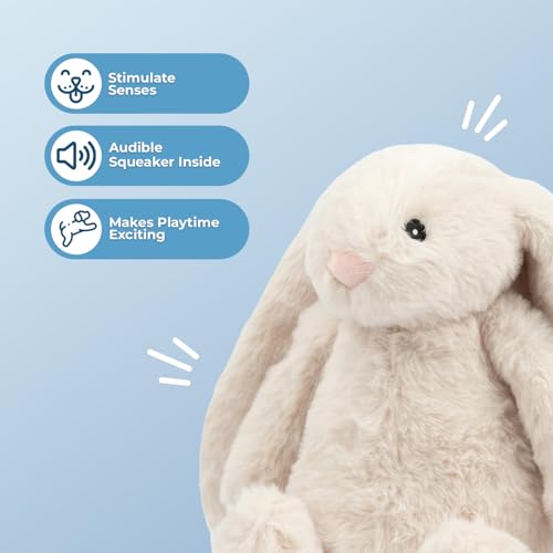 Image of Best Pet Supplies Interactive Squeaky Dog Chew Toy, Ideal Dog Toys for Chewers, Small, Medium & Large Dogs, and Fetch Lovers - Bunny (Beige), Small