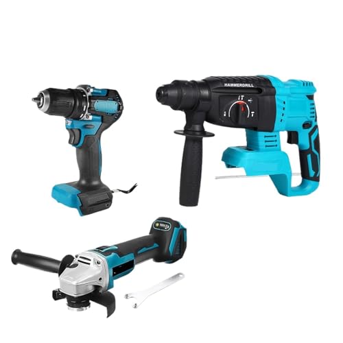 Kit Combinado De Amoladora Angular Eléctrica Sin Escobillas 125 Mm, Taladro Impacto 13 Y Martillo Rotativo Alta Capacidad De PerforacióN(No Battery)