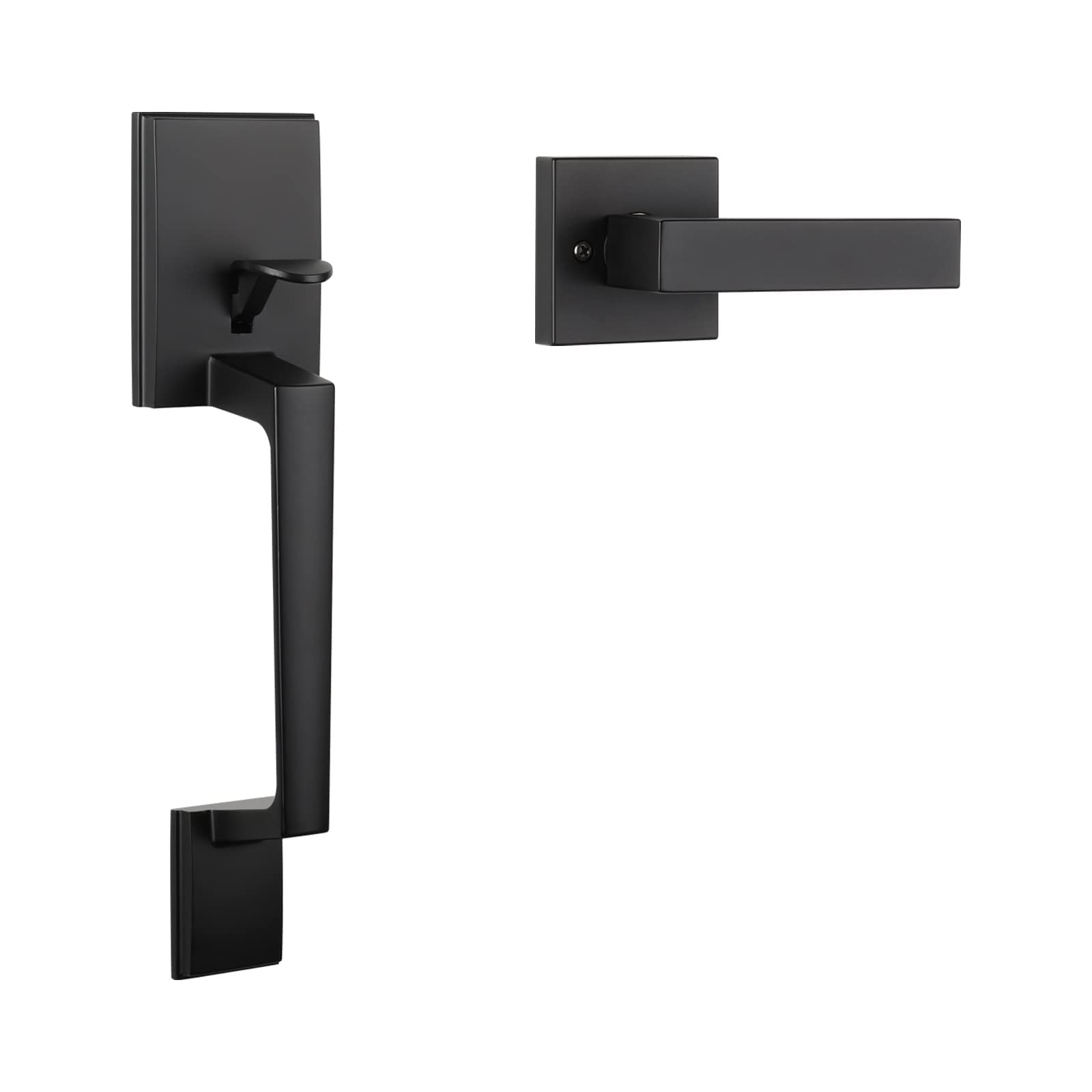 Haidms Matte Black Front Door Handle, Single Cylinder Exterior