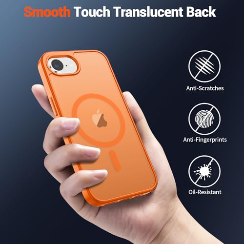 Image of SUPFINE Magnetic for iPhone 17e Case /iPhone 16e Case (Compatible with MagSafe) (Military Grade Drop Protection) Translucent Matte Shockproof Phone Cover,Starry Orange