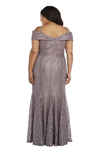 Image of R&M Richards Women's Off The Shoulder Formal Gown - Glitter Lace Mermaid Evening Dress for Wedding Guest & Cocktail Attire