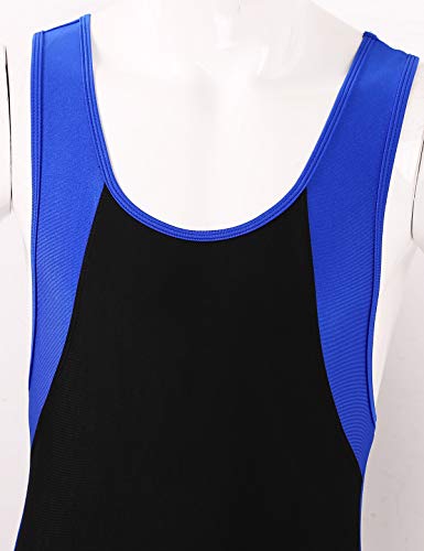 image for TSSOE Men Sports Wrestling Singlet Sleeveless Jumpsuit Patchwork Short