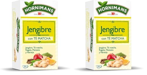Hornimans Infusión de Jengibre con Té Matcha 100% Natural | 20 bolsitas | ConTeína (Paquete de 2)