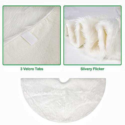 Yosager 32 Inch Christmas Tree Skirt Faux Fur Tree Mat For Christmas Holiday Party Decoration, White #TOP1