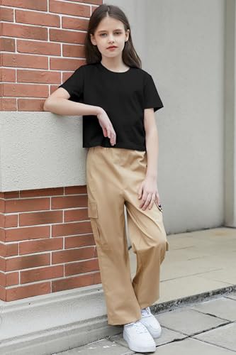 Image of Betusline Girls & Women Basic Summer Short Sleeve Slim Fit T-Shirts Soft Crewneck Crop Y2k Tee Cute Gym Fashion Clothes