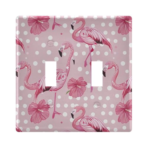 UMIRIKO Pink Flamingo Light Switch Cover Plate Covers Decorative Double Toggle Home Decor 202b5778