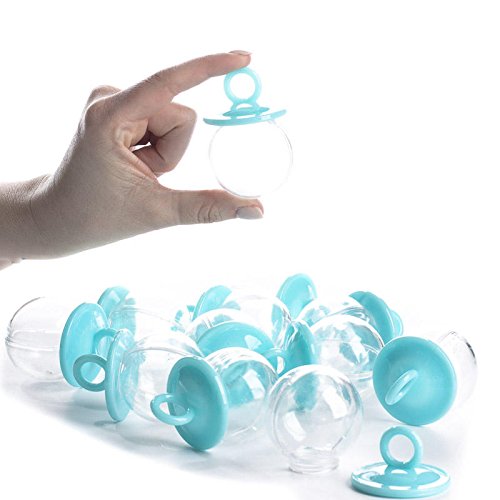 Factory Direct Craft Group of 12 Turquoise Blue and Clear Fillable Binky for Baby Showers, Crafting and Embellishing