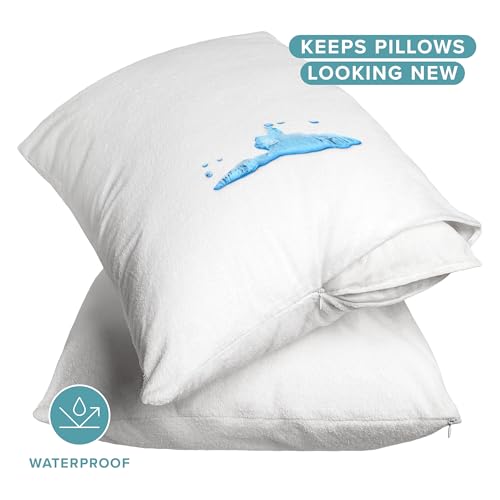 Image of Bare Home Premium Pillow Protectors - King Size (2 Pack) - Premium 100% Waterproof & Breathable - Cooling - Vinyl Free Hypoallergenic - 10 Year Warranty (King Size, Pack of 2)