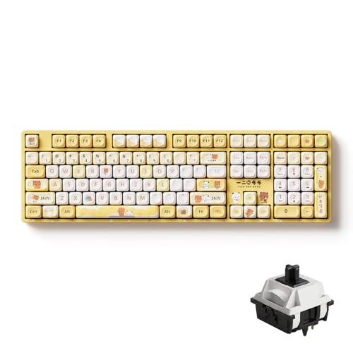 Akko Wireless Gaming Keyboard 5108B Plus Full Size Keyboard Bubu & Dudu Yellow Hot-Swappable Tri-Mode Mechanical Keyboard RGB Backlight Piano Pre Lubed Switch