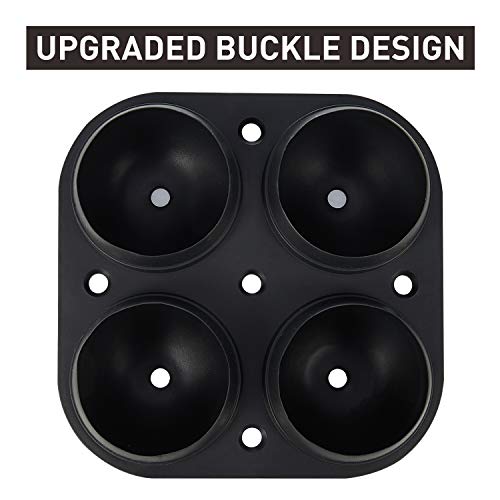 Adoric Large Sphere Mold Silicone Ice Cube Trays for Whisky 2.5 Inch Ice Ball Mold Sphere Round Ice Ball Maker, Black