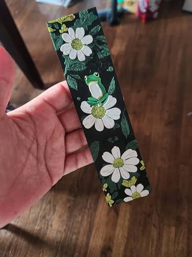 Image of Froggy Bloom Cute Frog Bookmark with Tassel | Floral Daisy Aesthetic Page Marker for Books | Gift for Book Lovers, Students, Girls | Durable Bioplastic