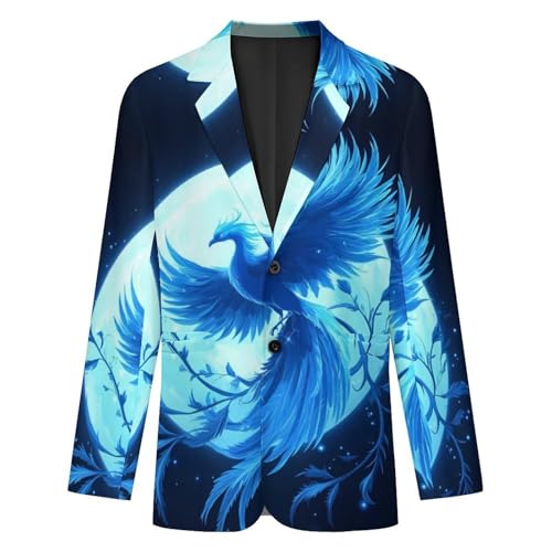 Iced Phoenixess Full Moon Men's Suits Business Formal Suit Dress Print Jackets Casual Wedding Party Coat4