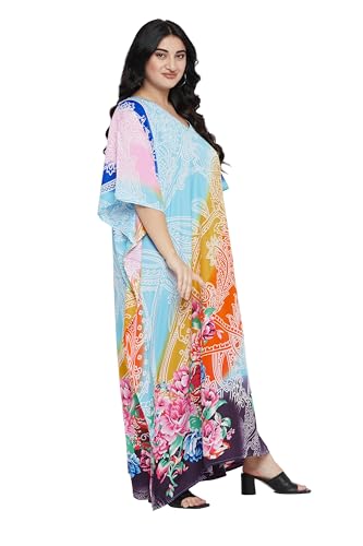 Image of Oussum Women Polyester Casual Long Plus Size Beach Caftan Cover Up Maxi Dress 1X-3X Summer Kaftan Dresses for Women
