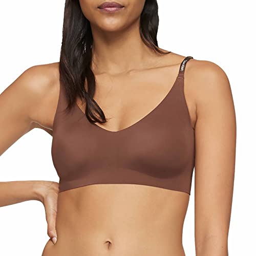 Calvin Klein Women's Invisibles Comfort Lightly Lined Seamless Wireless Triangle Bralette Bra, Chestnut, Medium #TOP22