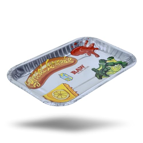 RAW x Lyrical Lemonade Lunch Rolling Tray Size: Small L 10.8 X W 6.9 X H .08 Fun Collab Design Durable & Easy to Clean