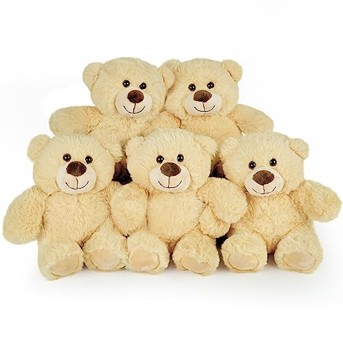 Benben Teddy Bear Stuffed Animal, 5 Packs 10 Inch Small Teddy Bear Bulk, Baby Bear Plush Toy For Baby Shower Decoration, Gifts For Kids Baby, Girls, Boys, Birthday (Brown) #TOP7