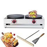 [GROSSE BRILLE AUF EINER GROSSEN UNTERSEITE]: Ähnlich wie eine Sanduhr ist die große 13,7-Zoll-Antihaft-Grillplatte auf der Oberseite dieses elektrischen Crêpes-Makers genau ausbalanciert und verfügt über eine ebenso große Basis, um einen festen Stand zu bieten. Sie wird mit einem Paar geliefert mit angebrachten Griffen für einfachen Transport.