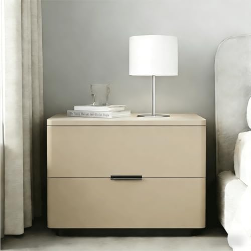 Italian-Inspired Luxury Double-Drawer nightstand, Bedroom Bedside Storage Cabinet, Modern Minimalist