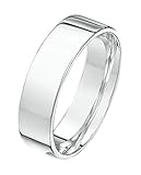 Theia Anillo de Bodas Unisex en Oro Blanco de 18k de 5mm, Forma de corte Plana, Pesado, Pulido - Tamaño 6.5