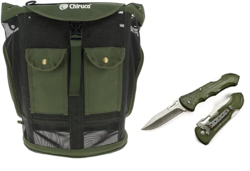 SUPER-OCIO Pack Mochila Chiruca para recoger setas + 1 Navaja verde albainox 18024 hoja 8cm