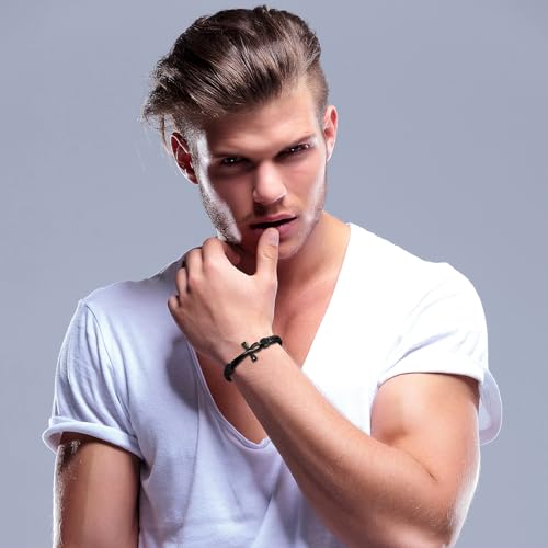 Ankh Cross Bracelet for Men: Stainless Steel Punk Hip Hop Double Layered Braided Franco Chain Bracelet Egyptian Ankh Amulet Jewelry Gifts For Halloween Christmas Birthday4