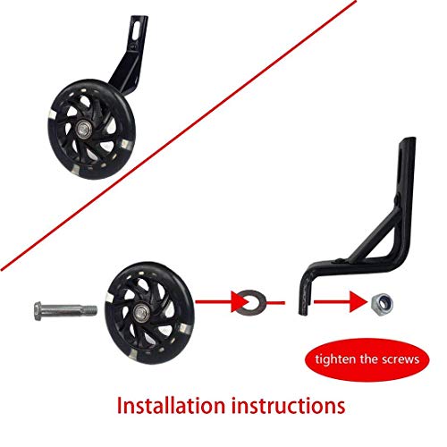 Training Wheels For Bike Compatible For Bikes Of 12 Inch Flash Mute Wheel (Black) #TOP1