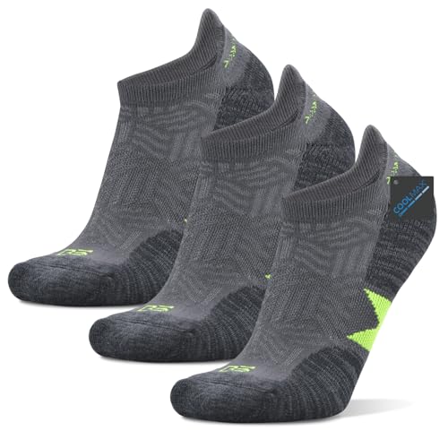 Image of Busy Socks Men's Athletic Ankle Coolmax Running Socks Women's Cushioned Anti Blister Moisture Wicking Low Cut Socks 3 Pack