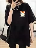 Tシャツ レディース メンズ Tシャツ 半袖 とっとこハム太郎 綿100% おしゃれ 上着 カジュアル T-Shirt 夏服 トップス Black M