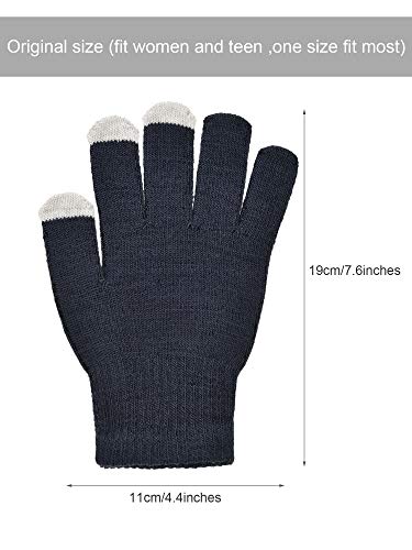 Image of Pangda 12 Pairs Winter Touch Screen Gloves for Men Women Stretch Knitted Texting Gloves Warm Windproof Solid Color Mittens