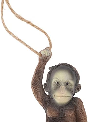 Jeanoko Baby Monkey Hanging Statue, Exquisite Carving Resin Sculptures Swing Chimp Garden Tree Ornament Indoor Outdoor Decor for Lawn Yard Patio Porch