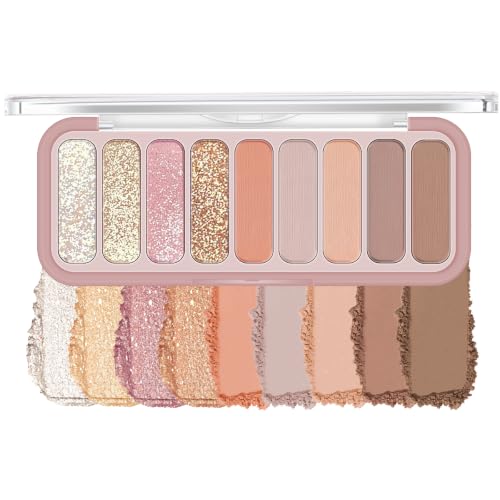 KYDA 9 Colors Netural Nude Eyeshadow Palette with Brush, Romantic Rose