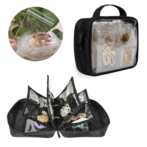 Organizadores de viaje para aretes y collares en maletas con bolsas de PVC transparente 3