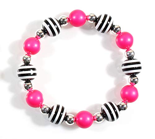 Style-ARThouse Whew! That's Hot! Hot Pink Striped Stretch Bracelet, 7 Inches Size Small to Medium