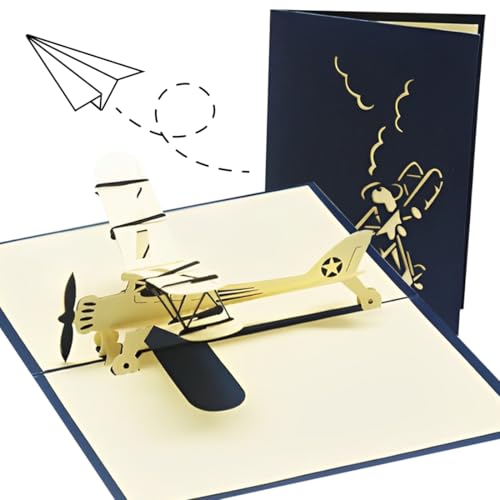 MEXRUMI Pop Up Greeting Cards with 3D Airplane Design MEXRUMI Pop Up Greeting Cards with 3D Airplane Design