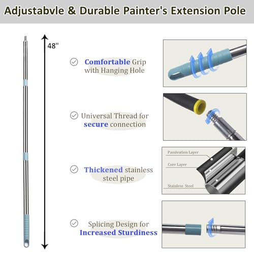 Kit de rolo de pintura - Conjunto de 8 peças com pincel de 5 cm, moldura de rolos de pintura antider