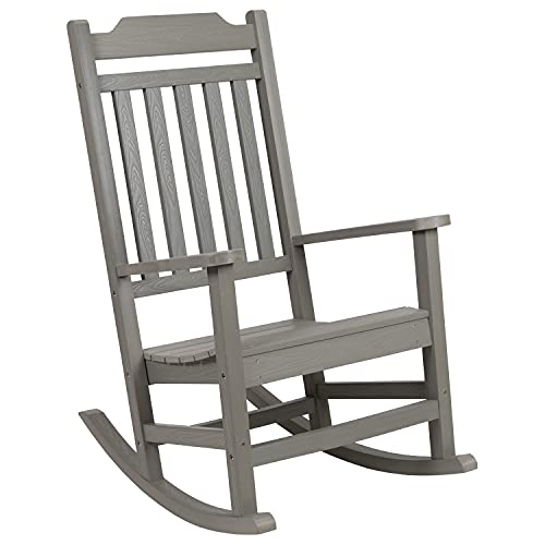 Image of Flash Furniture Winston All-Weather Poly Resin Rocking Chair in Gray