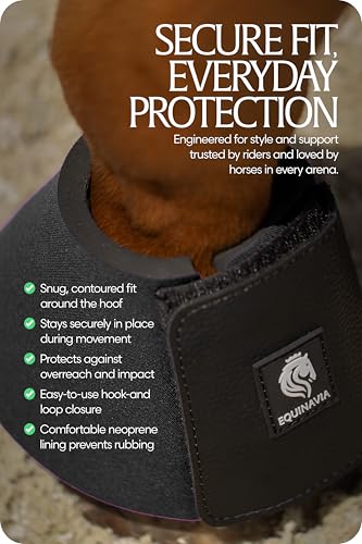 Image of Equinavia Toki Pull On Bell Boots for Horses, Durable Neoprene Equine Boots | Comfortable Horse Hoof Boots for Daily Turnout, Overreach Protection Hoof Boots, Equestrian Training Competition Show, Riding