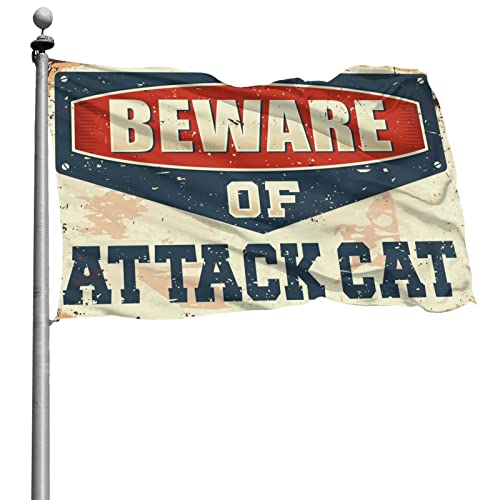 Drapeaux amusants insolites Beware of Attack en tissu leger de 152x244cm