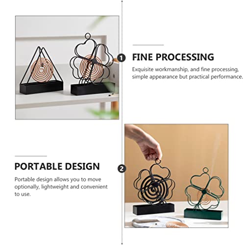 Besportble Coil Holder Coil Incense Burner Retro Portable Clover Leaf Metal Incense Holder Fireproof Incense Rack For Camping Hiking Pool Side Patio Deck Black #TOP1