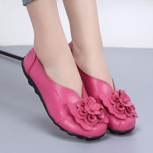 Image of MOYOWEI Women's Leather Slip On Loafers Colorful Flat Shoes