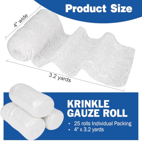 AZEN 30 Pack Gauze Rolls Bandages, 4 in x 4.1 Yards & 25 Pack Krinkle Gauze Rolls, 4 in x 3.2 Yards miniatura 4