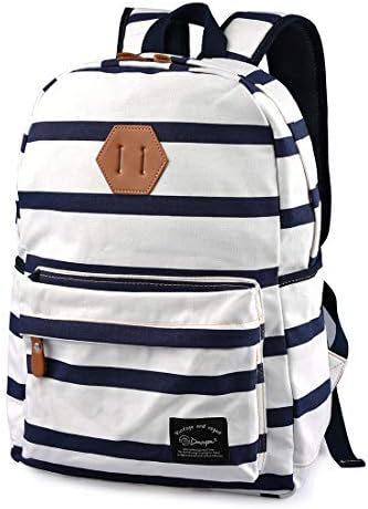 Girls Fashion Floral Backpack School Canvas Bag Travel Hiking Daypack 133A… (bluelover)
