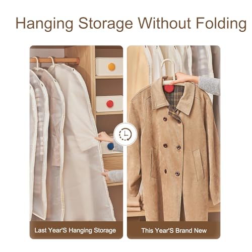 5 Pack Garment Bags for Hanging Clothes, Clothes Cover for Travel Covers for Coats, Jackets, Shirts, Dresses, Sweater Coat Storage(90x60cm/35x24in)3