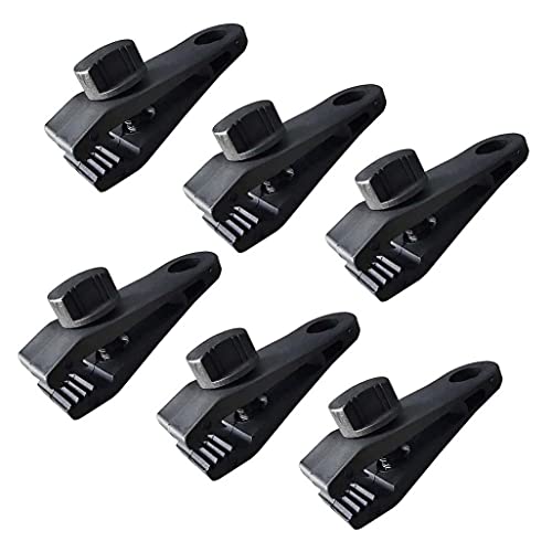 Cisixin 6PCS Clips de Lona,Pinza de Sujeción de Carpa de Plástico para Camping al Aire Libre,para Camping, Lonas, Caravanas, Tela para Sombra de Jardín,Negro