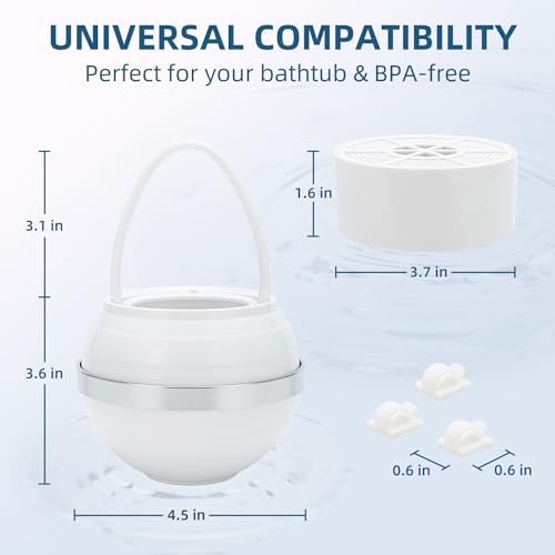 Bath Ball Filter, Bath Ball Water Filter, Bathtub Water Filter, Bath Ball Bathtub Water Filter for Tub Faucet - BPA Free - White