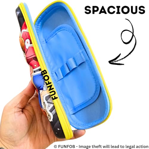 Image of FUNFOB Anime Pencil Box for School College Other Stationery Products Pencil Pouch Travel or Cosmetic Case | Luffy Black Red 7D