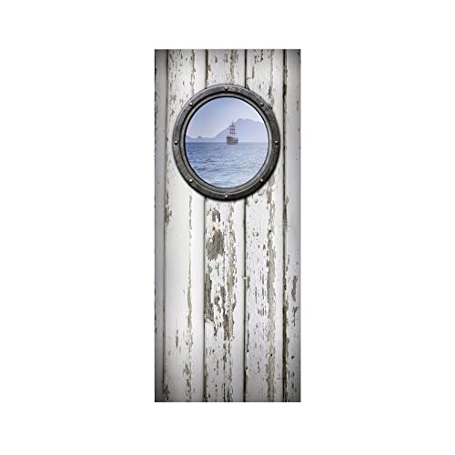 Sticker de porte 3D imitation bois rétro vinyle auto-adhésif 90cm - 2