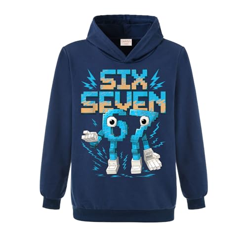 Yaokilyly Funny 67 MEME Boys Girls Six Seven Jumper Kids Cotton Hoodie (Royal Blue 9 Years)