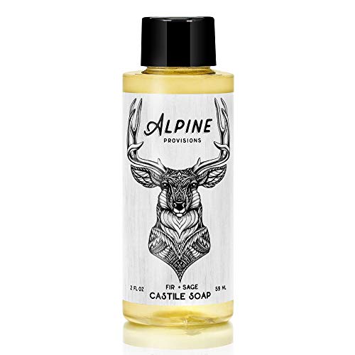 Alpine Provisions, Organic Castile Body Wash, Fir + Sage, Biodegradable, Vegan, 2 oz Travel Size, Pack of 12